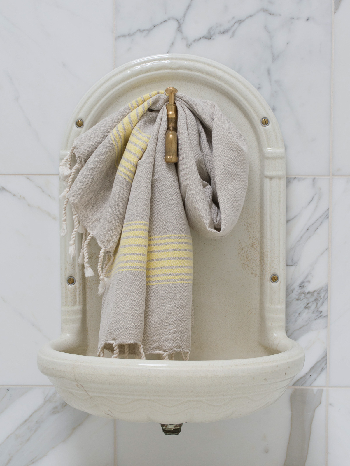 linen hamam towel yellow striped